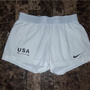 Nike Women's White Athletic Shorts with USA Logo